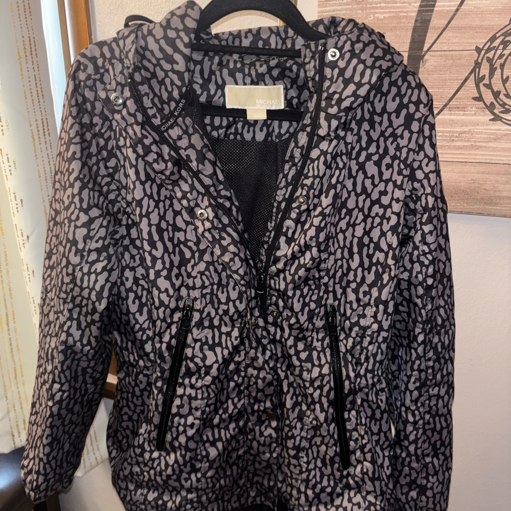 Michael Kors Black and Gray Bomber Jacket